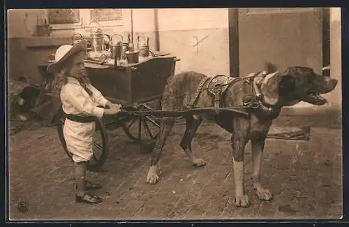 AK Milchmädchen mit Hundegespann