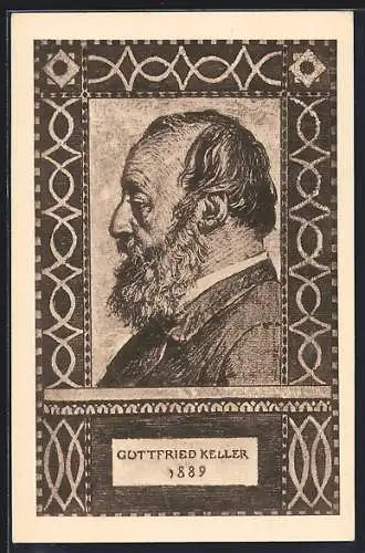 AK Dichter Gottfried Keller, 1889