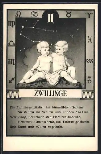 AK Sternzeichen Zwillinge, 21. Mai bis 21. Juni, Eigenschaften von Zwillingsmenschen