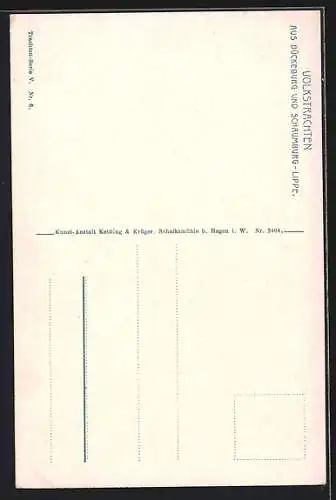 AK Bückeburg, Bauernpaar in Schaumburg-Lippe`scher Landestracht