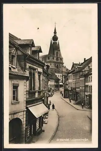 AK St. Wendel, Luisenstrasse mit Drogerie