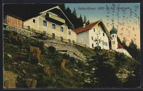 AK Heilig-Wasser bei Innsbruck, Ortspartie mit Kirche