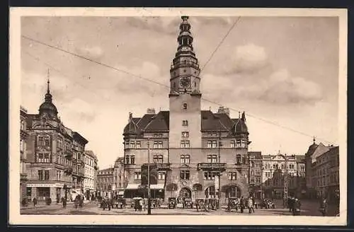 AK Troppau, Schmetterhaus mit Stadtturm