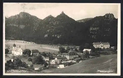 AK Dittersbach / Jetrichovice, Ortsansicht aus der Vogelschau