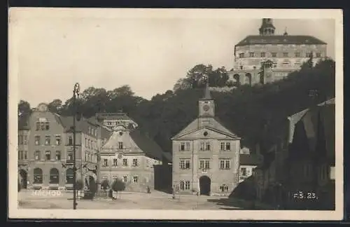 AK Nachod, Ortsansicht mit Schloss