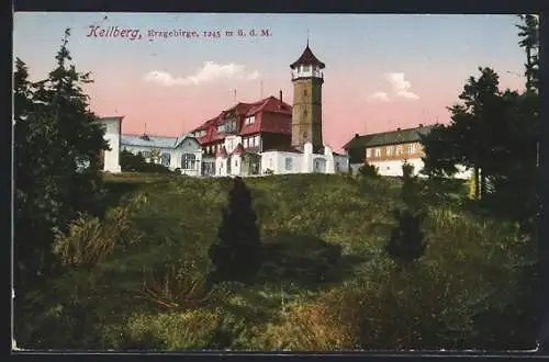 AK Keilberg /Erzgebirge, Ortspartie mit Turm