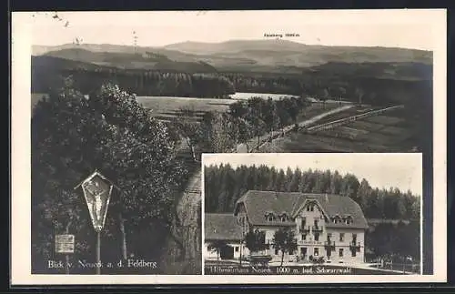 AK Neueck / Gütenbach, Hotel - Höhenkurhaus Freiburger Hof, Blick auf den Feldberg, Jesus-Kreuz