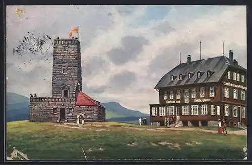 AK Feldberg /Schwarzwald, Gasthaus zum Feldbergturm mit Friedrich-Luisen-Turm