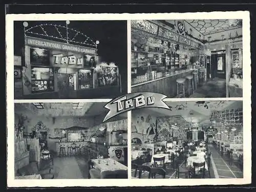 AK Hamburg-St. Pauli, Cafe - Bar Tabu, Bes. Julius Weiler, Aussenansicht und Innenräume