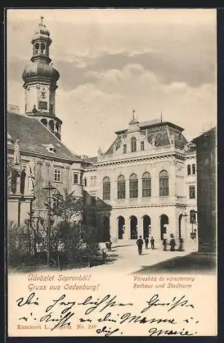 AK Oedenburg, Rathaus und Stadtturm