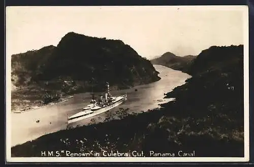 AK Kriegsschiff HMS Renown in Culebra Cut, Panama Canal