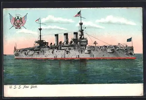 AK Kriegsschiff U. S. S. New York auf hoher See