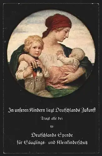 Künstler-AK Ludwig von Zumbusch: Deutsche Mutter mit Kindern