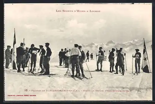 AK Luchon, Skifahrer vor der Abfahrt auf dem Plateau