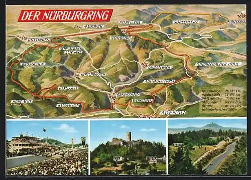 AK Nürburgring, Übersicht der Rennstrecke mit Sehenswürdigkeiten