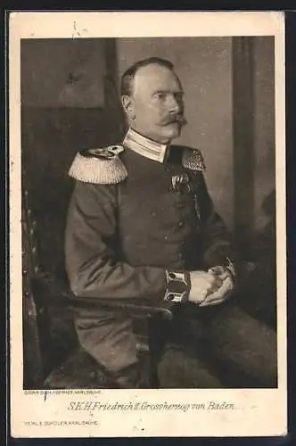 AK SKH Friedrich II. Grossherzog von Baden in Uniform