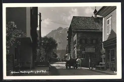 AK Goisern, Strassenpartie mit Hotel-Cafe Goiserermühle