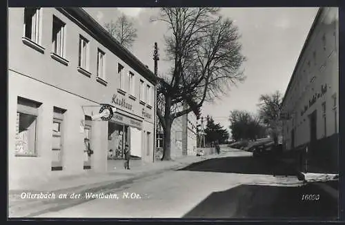 AK Ollersbach, Strassenpartie mit Kaufhaus und Friseur