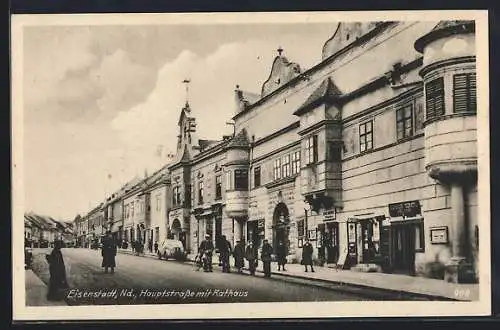 AK Eisenstadt /Nd., Hauptstrasse mit Rathaus