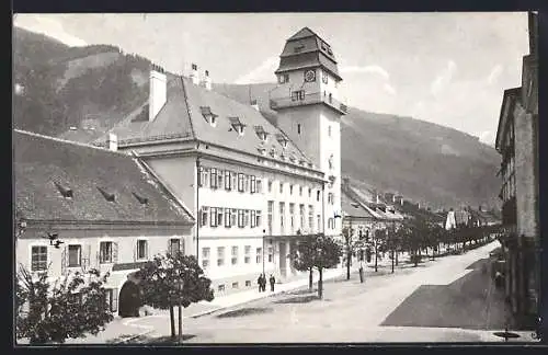 AK Rottenmann, Strassenpartie mit Rathaus