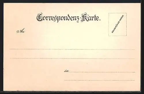 Lithographie Zell am See, Ansicht mit den Bergen