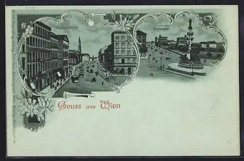 Mondschein-Lithographie Wien, Praterstrasse und Praterstern