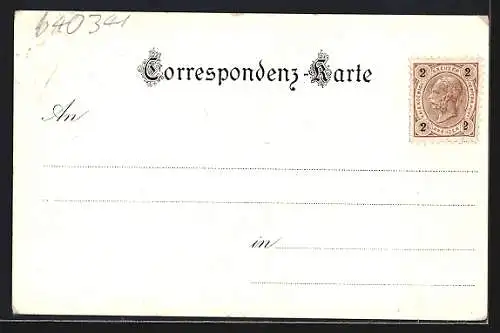 Lithographie Bregenz a. B., Panorama mit Bergen