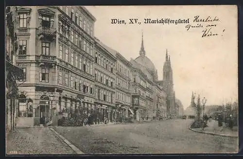 AK Wien, Mariahilfergürtel, Blick in die Strasse