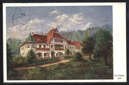 Künstler-AK Wien, Hotel-Restaurant Sofienalpe von Josef Krautstofl im Wienerwald