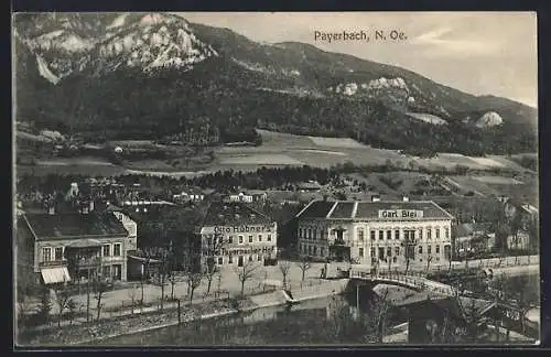 AK Payerbach, Hotel Payerbacherhof, Bes. Otto Hübner, Haus von Carl Blei