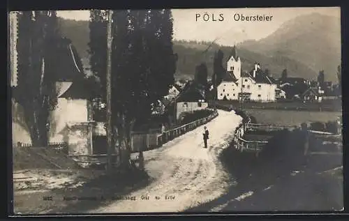 AK Pöls /Obersteier, Ortspartie mit Strassenpartie