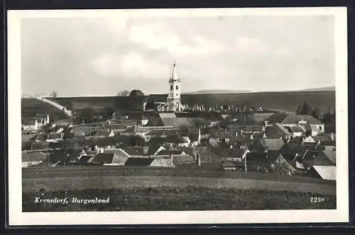 AK Krensdorf /Burgenland, Ortsansicht mit der Kirche