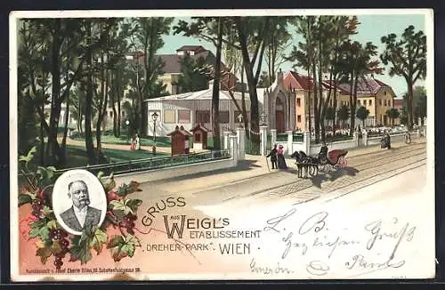 Lithographie Wien, Weigl`s Etablissement Dreher-Park