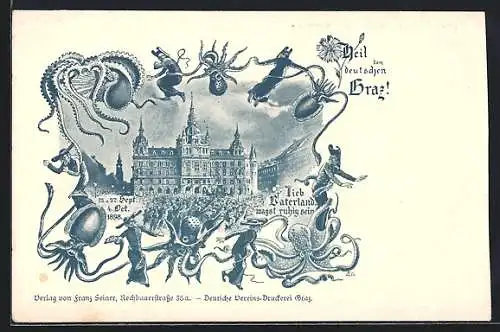 AK Graz, Rathaus, Tintenfische um 1900