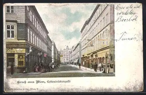 AK Wien, Gasthaus zur goldenen Glocke an der Kettenbrückengasse