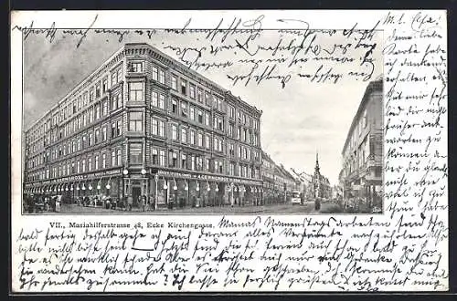 AK Wien, Kaufhaus A. Gerngross, Mariahilferstrasse 48, Ecke Kirchengasse