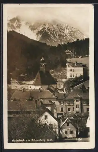 AK Grünbach am Schneeberg, Teilansicht mit Kirche