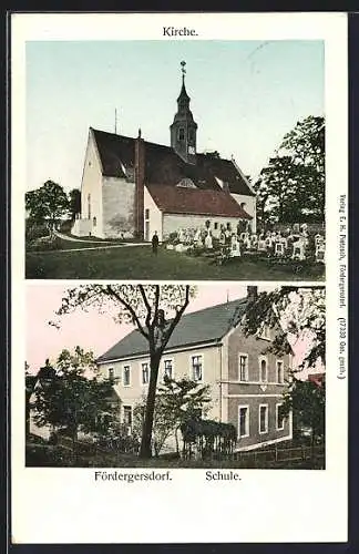 AK Fördergersdorf, Schule, Kirche mit Friedhof