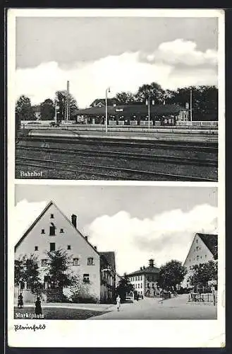 AK Pleinfeld, Bahnhof, Marktplatz mit Passanten