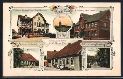 AK Bodenteich, Pfarrhaus, Kaufmann T. Icken G. W. Meyer Ww., Alte Schule