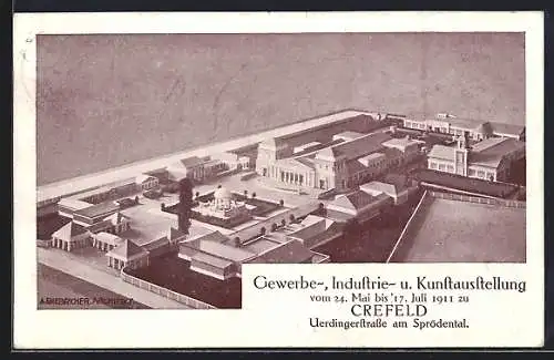 AK Crefeld, Gewerbe-, Industrie- u. Kunst-Ausstellung 1911, Ausstellungsgelände Uerdingerstrasse am Sprödental, Modell