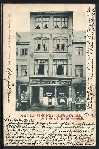 AK Hamburg-Neustadt, Restaurant Feldmeyer`s Gesellschaftshaus vis à vis d. k. Bezirks-Kommando