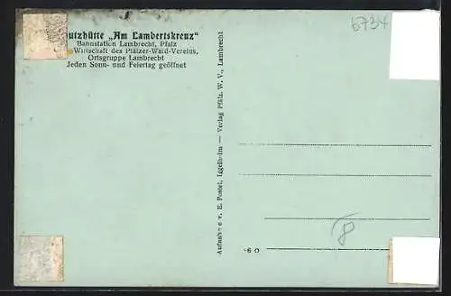 AK Lambrecht /Pfalz, Schutzhütte am Lambrechtskreuz, Gäste im Garten