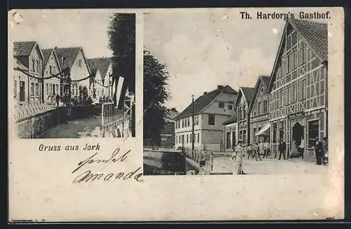 AK Jork, Th. Hardorp`s Gasthof und Strassenpartie