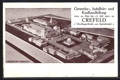 AK Crefeld, Gewerbe-, Industrie- und Kunstausstellung 1911, Uerdingerstrasse am Sprödental