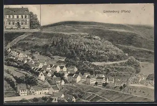 AK Lindenberg /Pfalz, Ortsansicht aus der Vogelschau und Gasthaus