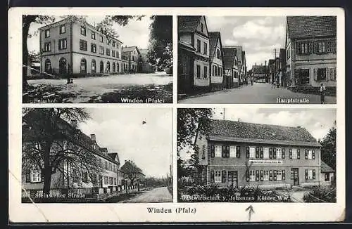 AK Winden /Pfalz, Steinweilerstrasse, Hauptstrasse und Gasthaus v. Johannes Köhler Ww.