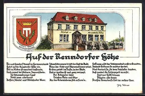 AK Bad Nenndorf, Hotel u. Restaurant Nenndorfer Höhe mit Wappen der Grafschaft Schaumburg