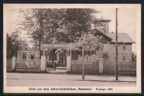 AK Radebeul, Eingang zum Gasthaus Albert-Schlösschen