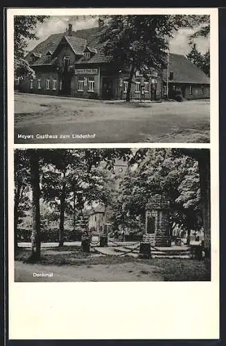 AK Nenndorf /Harburg, Meyer`s Gasthaus zum Lindenhof, Denkmal